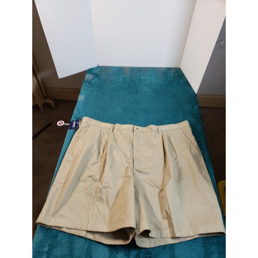 Basic Editions Shorts Sz 50 Mens Gray Chino Khaki Bermuda Cotton Flat Front NWT
